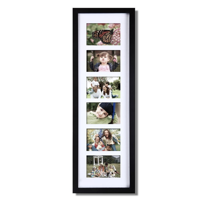Asense 3X4.5 6 Opening Decorative Wall Hanging Collage Picture Photo Frame, Black Color, Made To Display 3X4.5 Inches Photos - Image 2